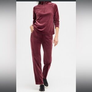 Chico’s burgundy velour sweatsuit